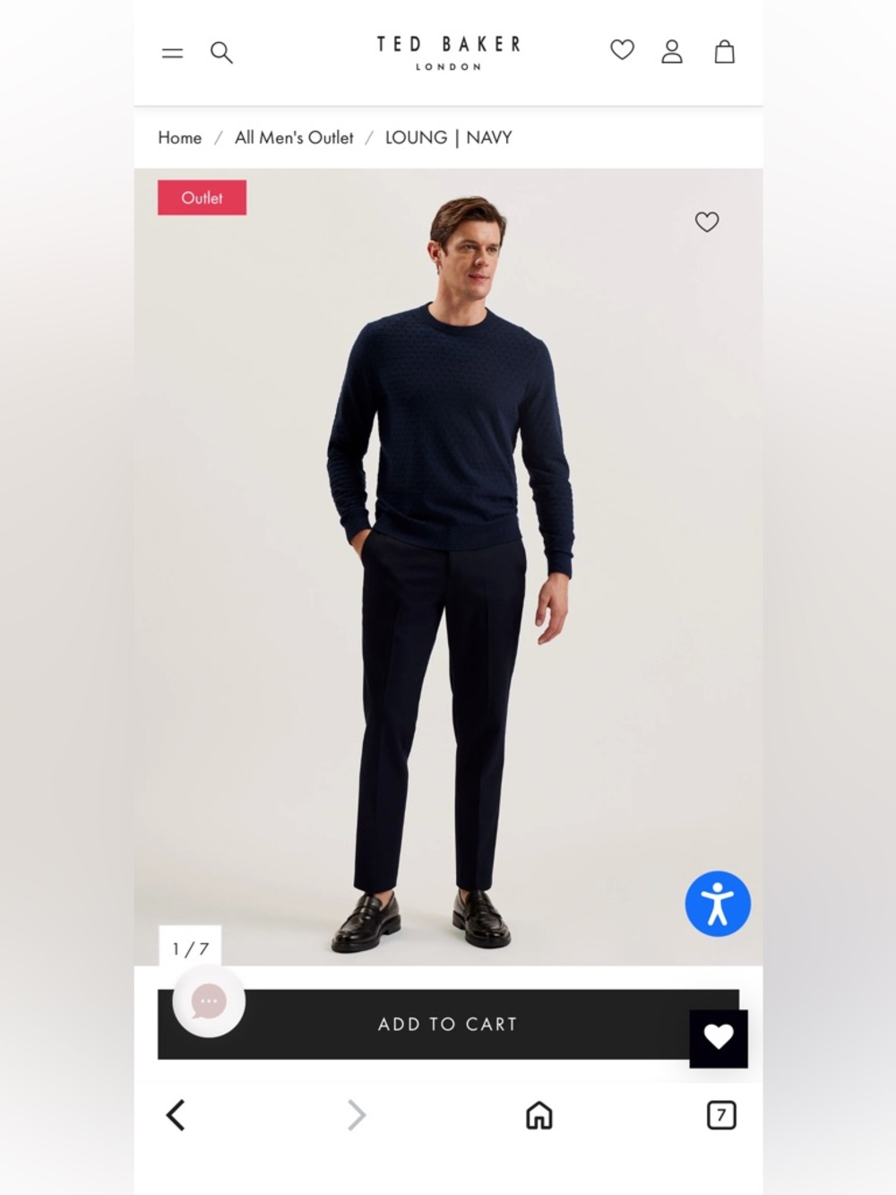 Ted Baker Navy and Dark Purple Textured Crewneck Sweater